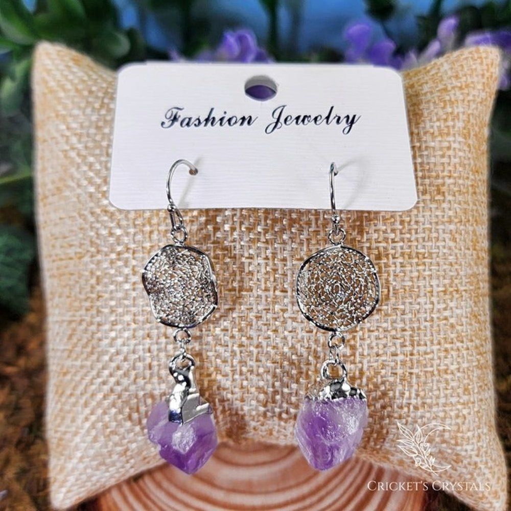 Amethyst Dreamcatcher Earrings #7